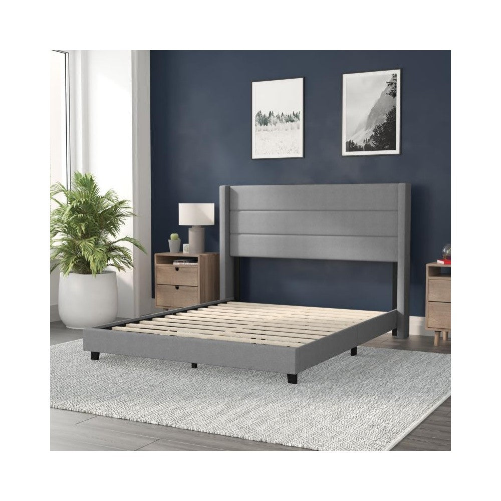 Gray Queen Platform Bed