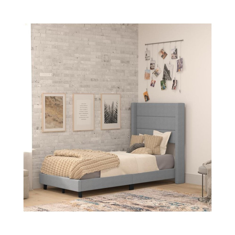 Gray Twin Platform Bed