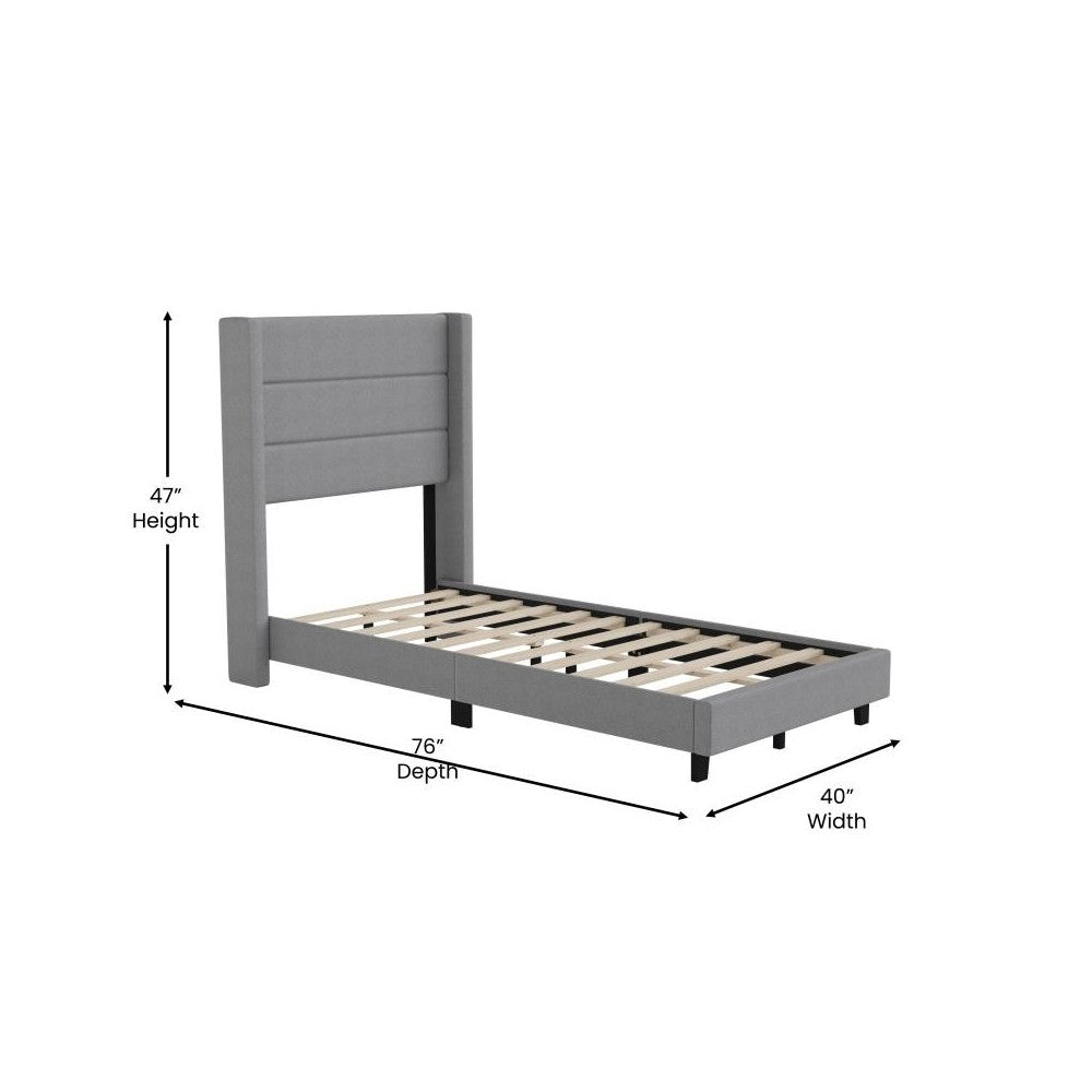 Gray Twin Platform Bed