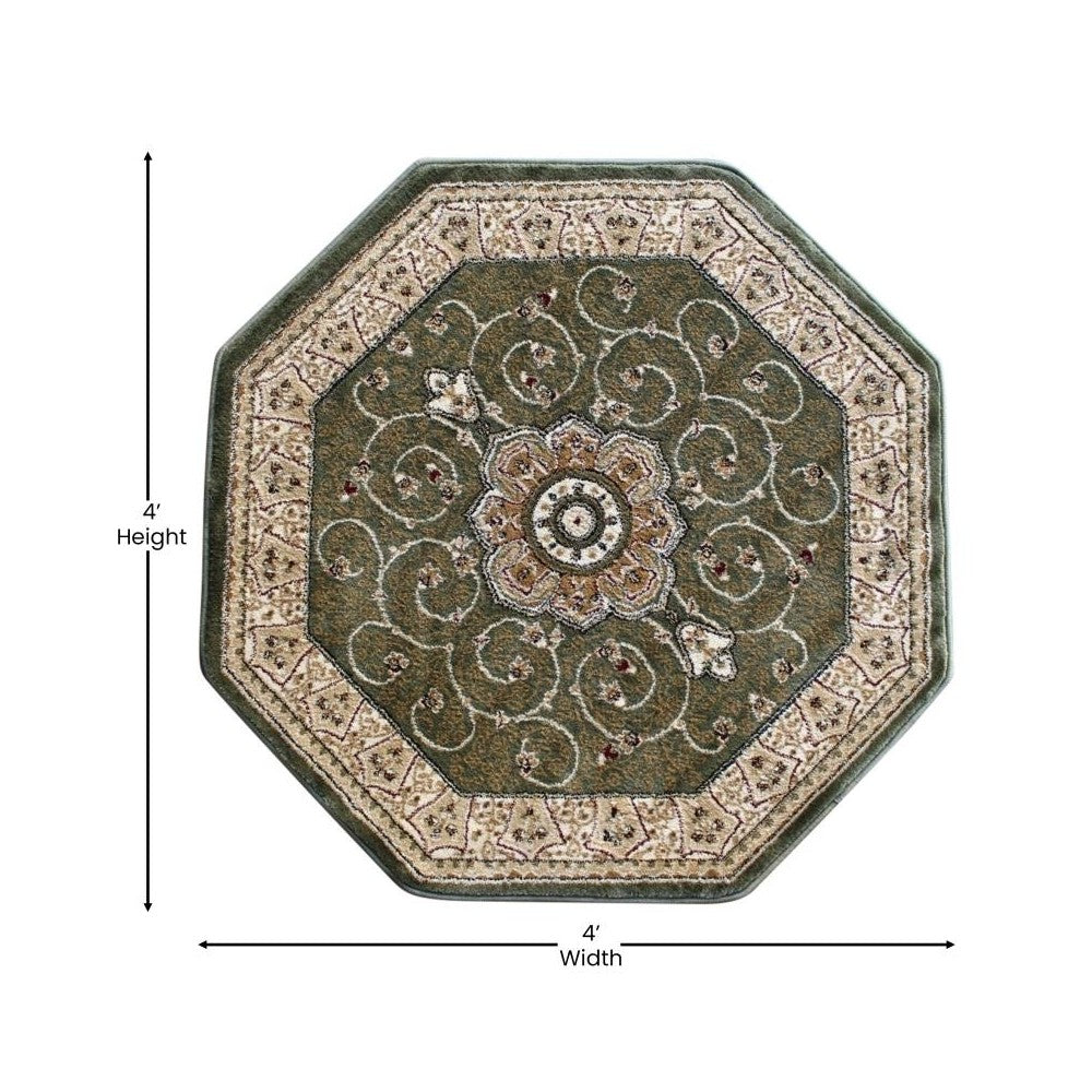 Green 4x4 Persian Area Rug