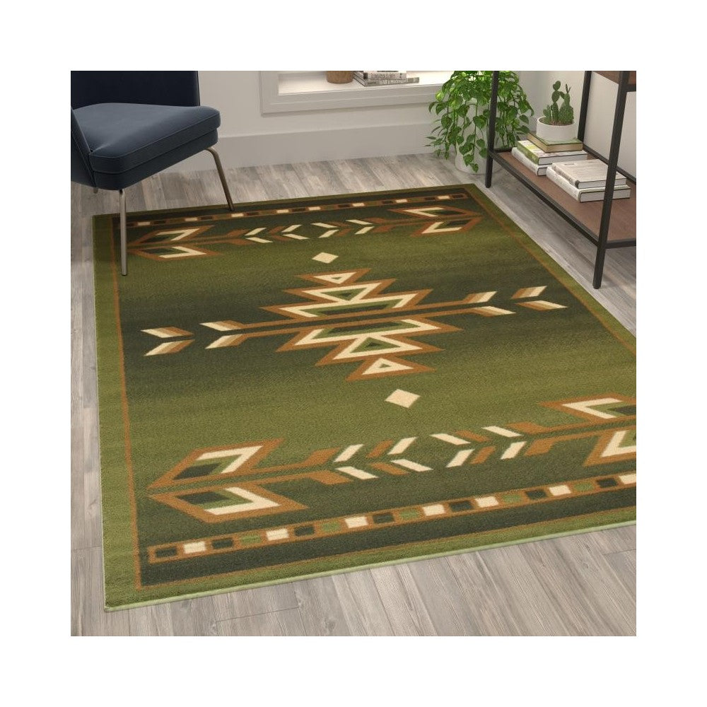 Green 5x7 Southwest Area Rug