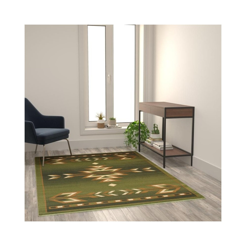 Green 5x7 Southwest Area Rug