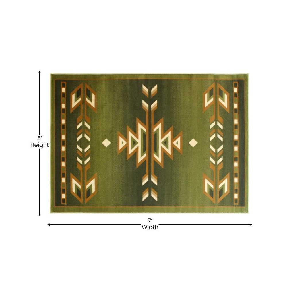 Green 5x7 Southwest Area Rug