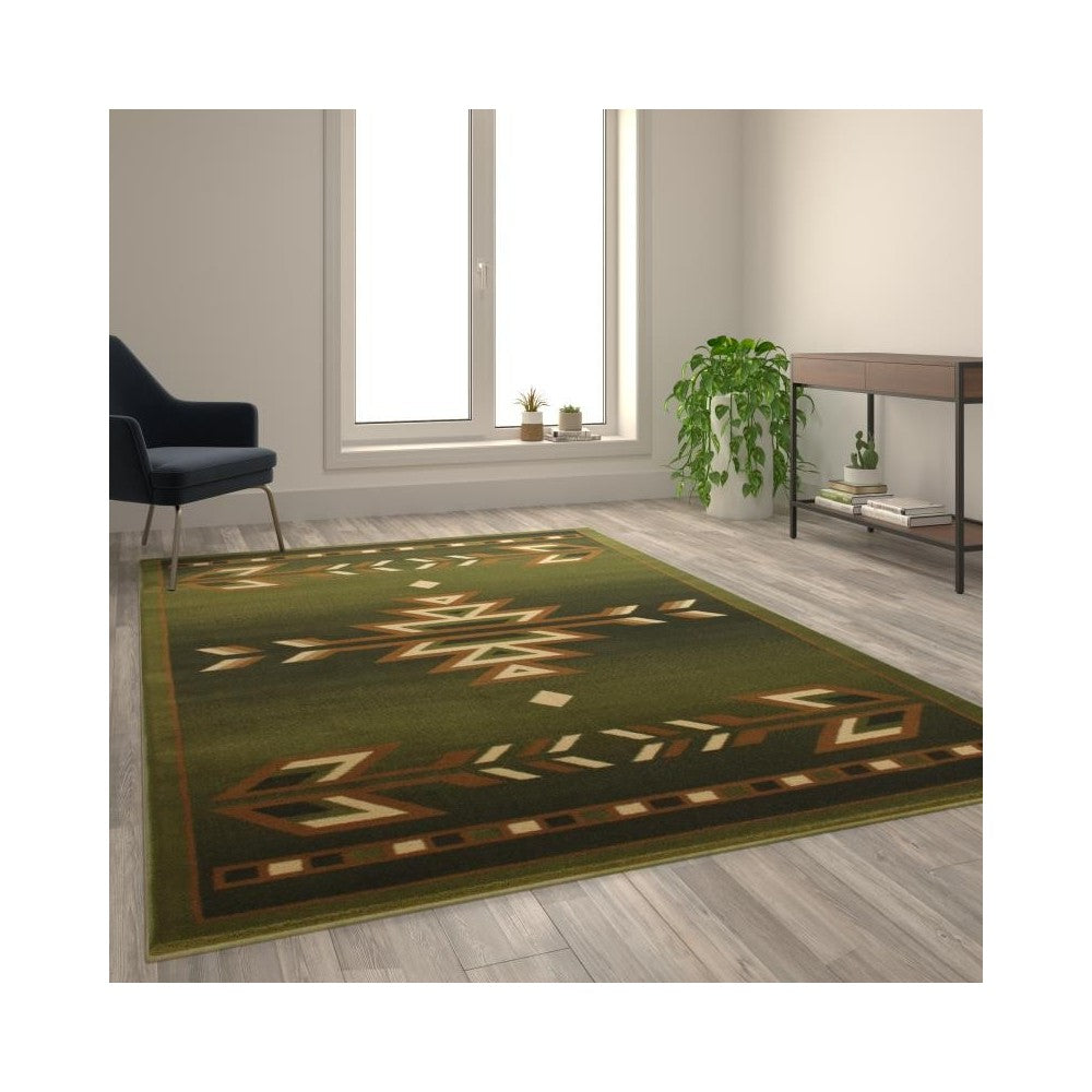Green 6x9 Southwest Area Rug