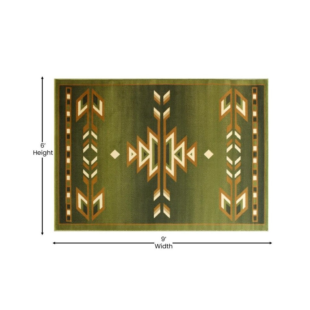 Green 6x9 Southwest Area Rug