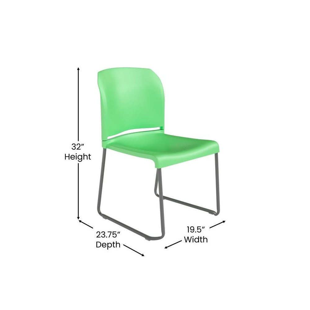 Green Plastic Sled Stack Chair
