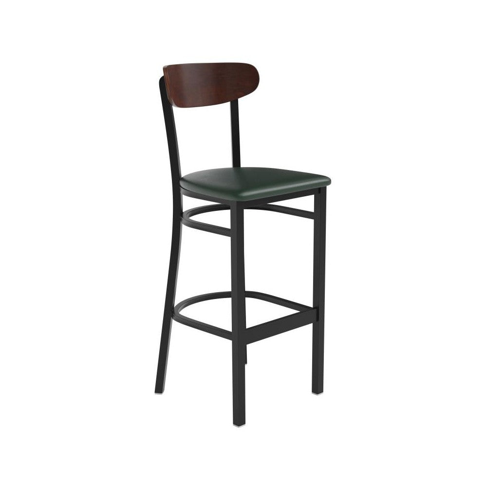 Green Vinyl/Wood Back Barstool