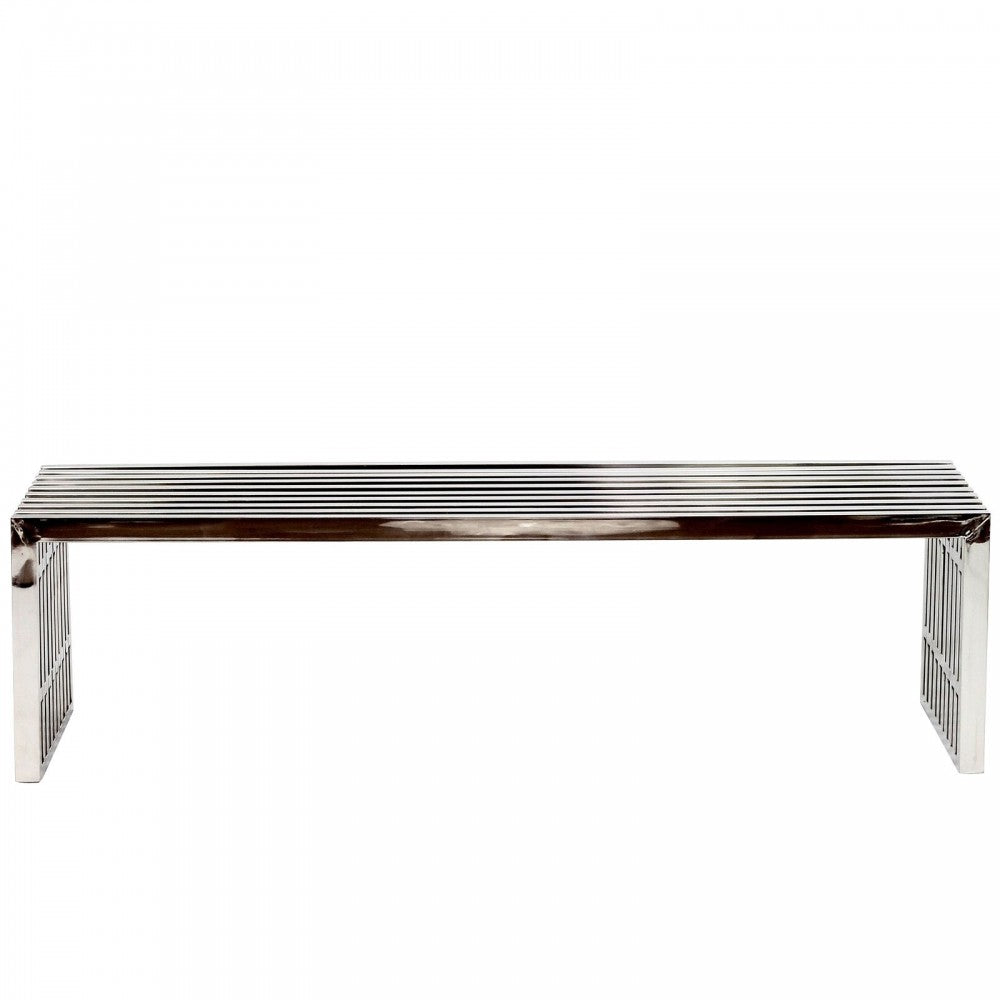 Gridiron Large Stainless Steel Bench, Silver