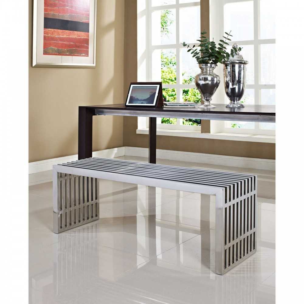 Gridiron Large Stainless Steel Bench, Silver