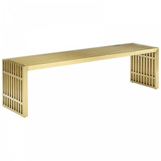 Gridiron Large Stainless Steel Bench, Gold