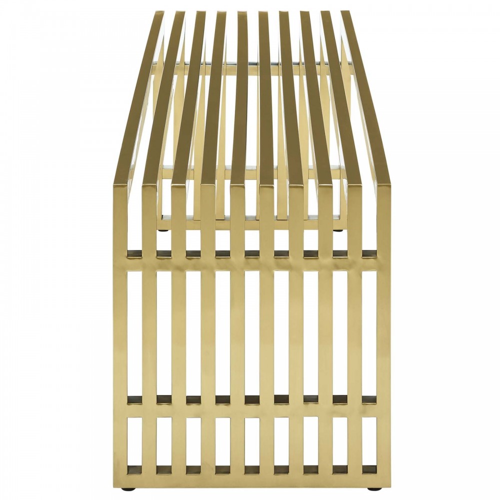 Gridiron Large Stainless Steel Bench, Gold