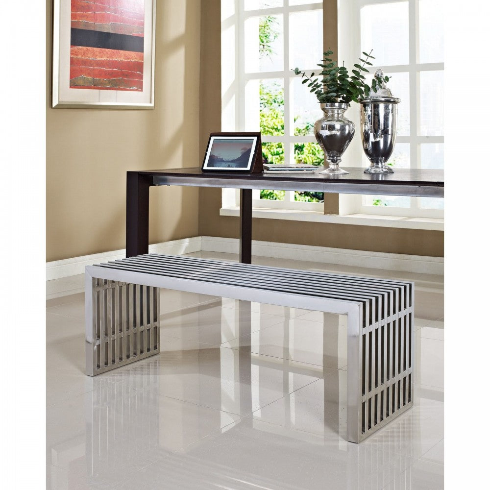 Gridiron Medium Stainless Steel Bench, Silver