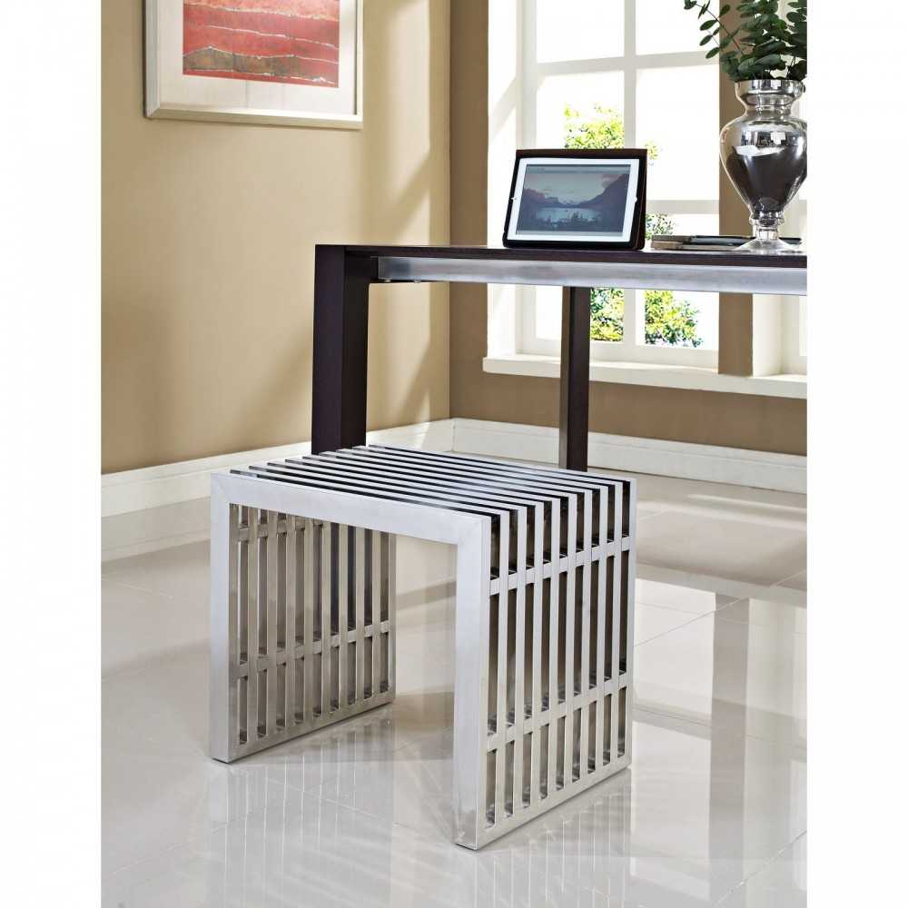 Gridiron Small Stainless Steel Bench, Silver