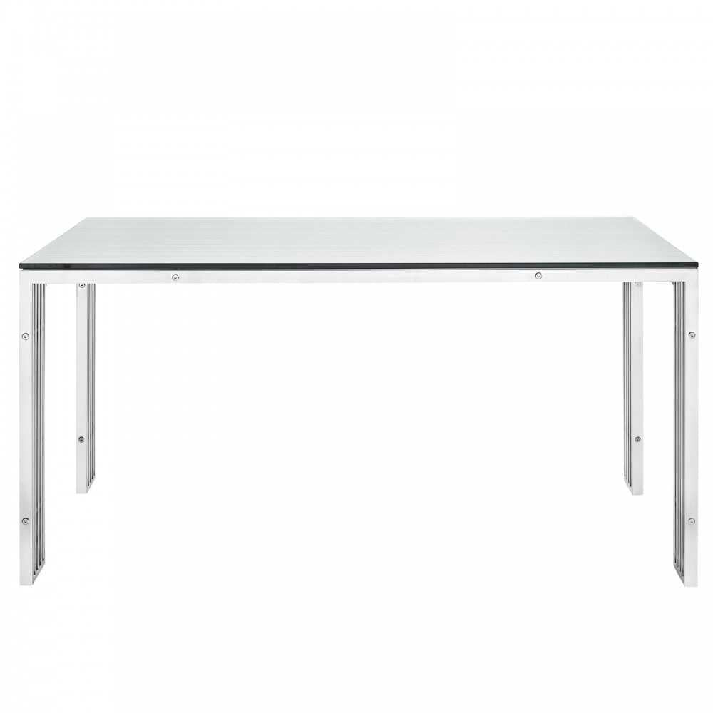 Gridiron Stainless Steel Rectangle Dining Table, Silver, EEI-1434-SLV