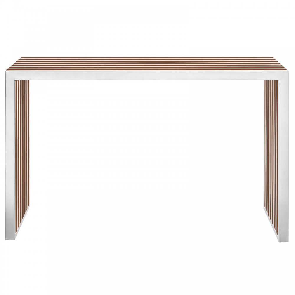 Gridiron Wood Inlay Console Table