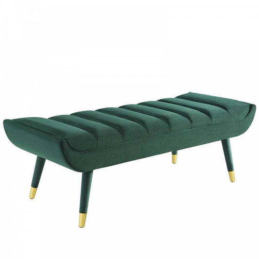 Guess Channel Tufted Performance Velvet Accent Bench, Green