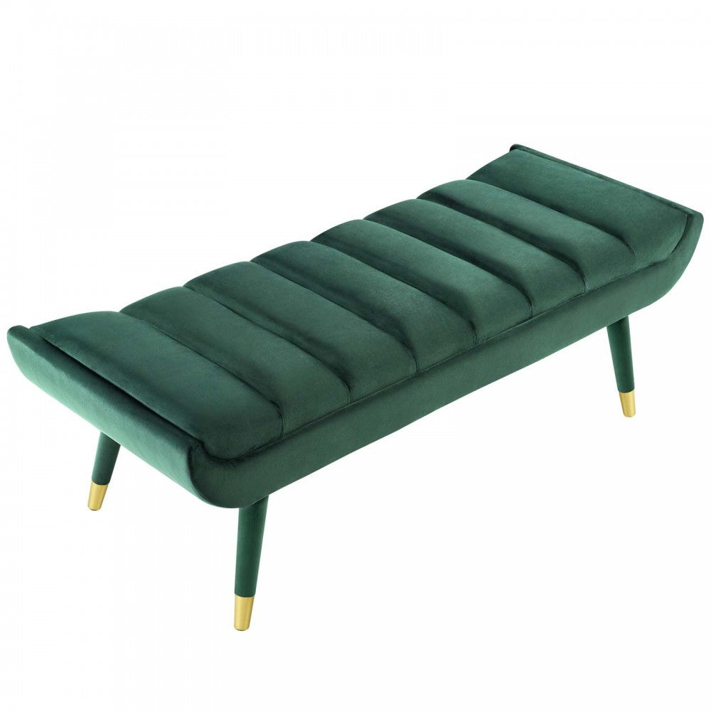 Guess Channel Tufted Performance Velvet Accent Bench, Green