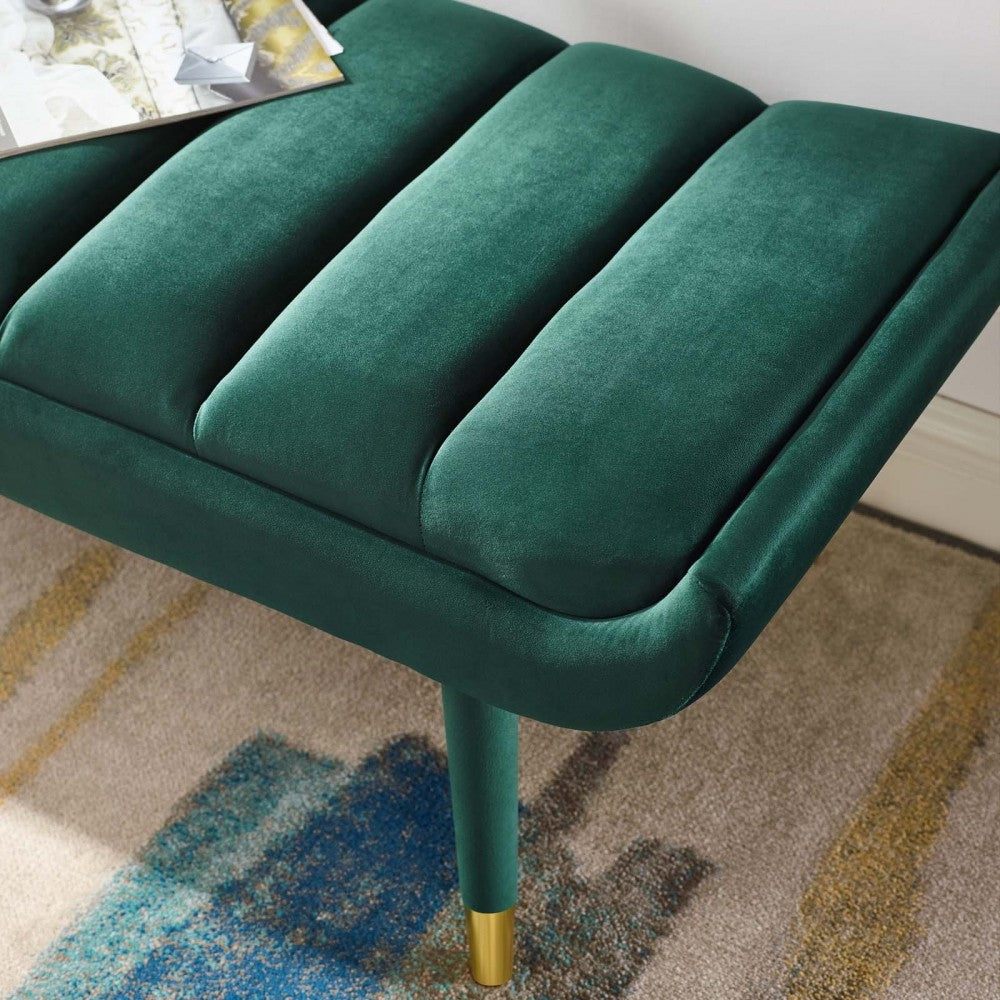 Guess Channel Tufted Performance Velvet Accent Bench, Green