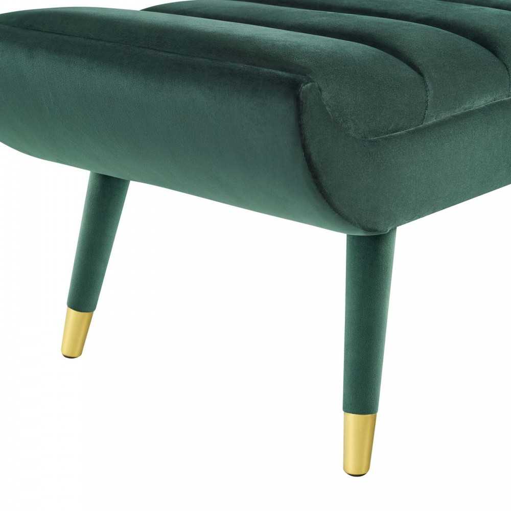 Guess Channel Tufted Performance Velvet Accent Bench, Green