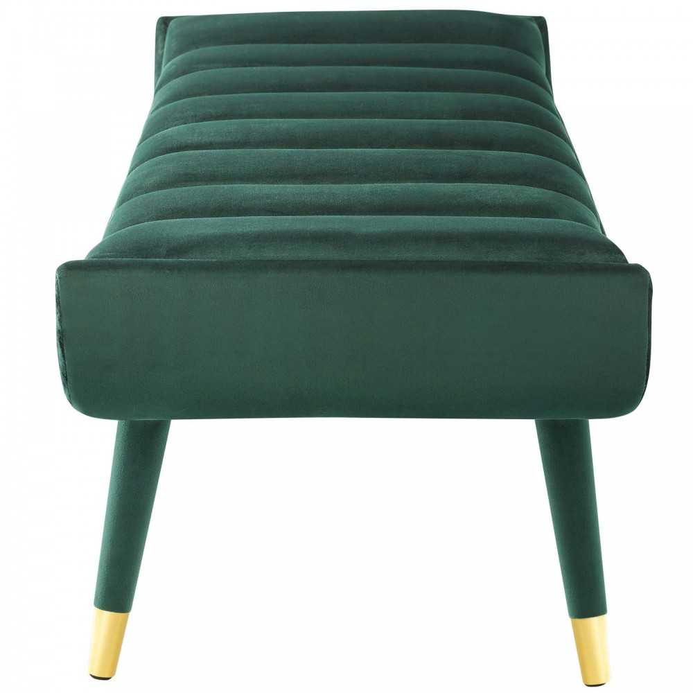 Guess Channel Tufted Performance Velvet Accent Bench, Green