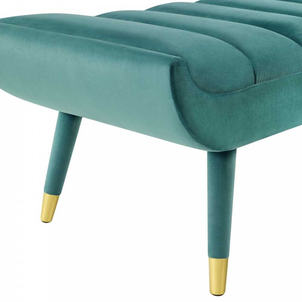 Guess Channel Tufted Performance Velvet Accent Bench, Teal
