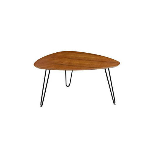 Guitar Pick Hairpin Leg Mid Century Modern Wood Coffee Table - Walnut