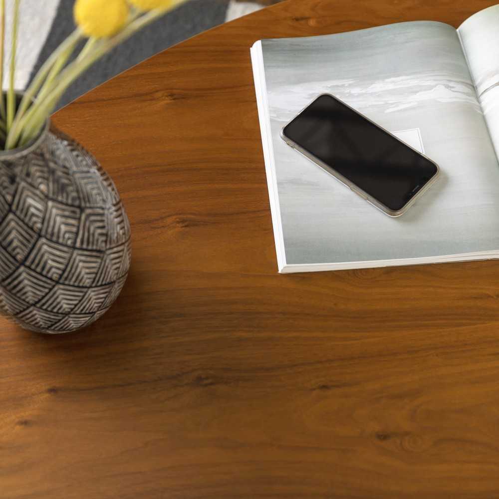 Guitar Pick Hairpin Leg Mid Century Modern Wood Coffee Table - Walnut