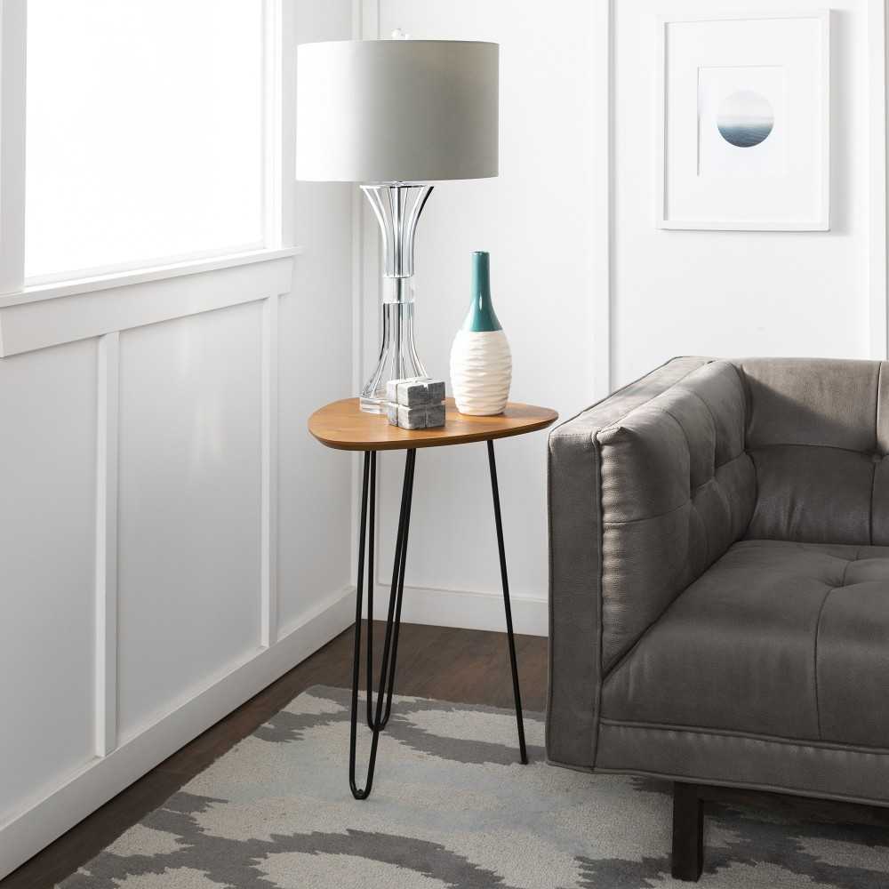 Guitar Pick Hairpin Leg Modern Side Table - Walnut