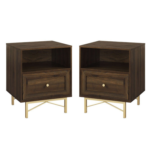 Gwen 1 Drawer Modern Nightstand Set - Dark Walnut