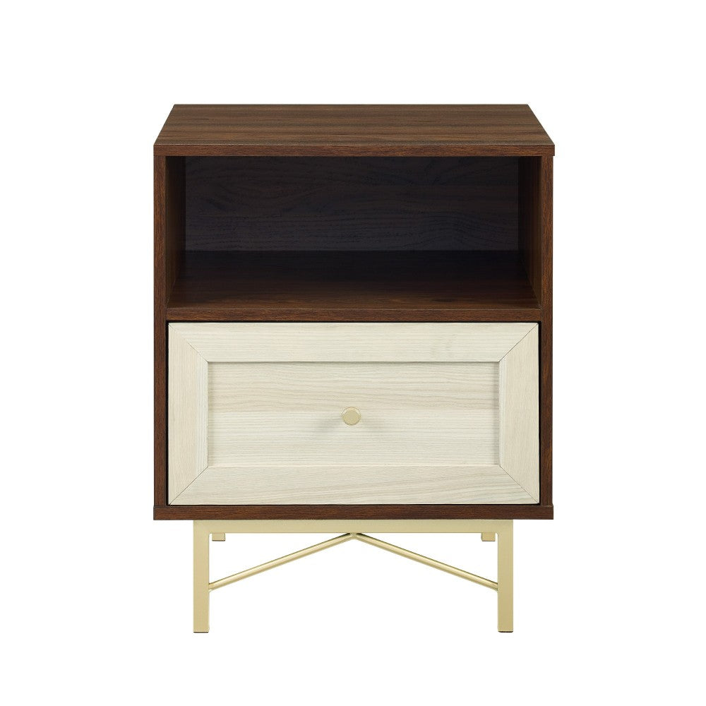 Gwen 20" 1 Drawer Modern Nightstand - Dark Walnut/White Poplar