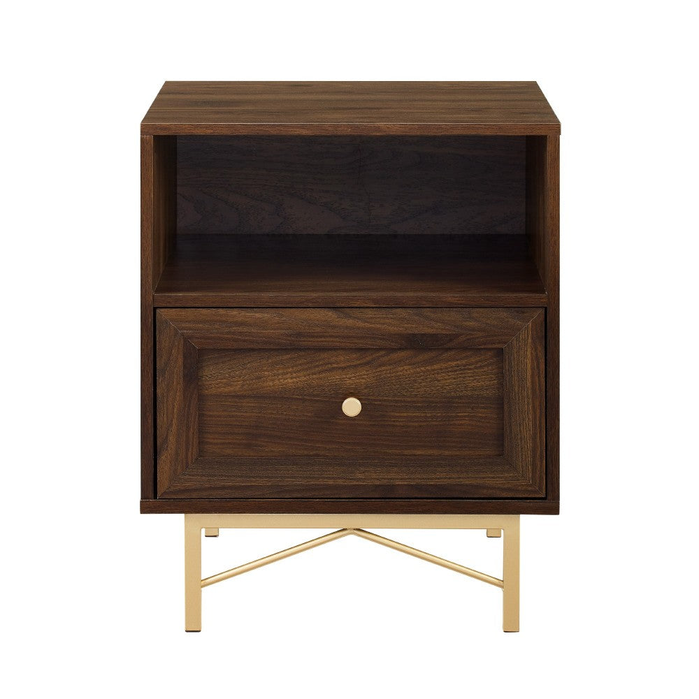 Gwen 20" 1 Drawer Modern Nightstand - Dark Walnut