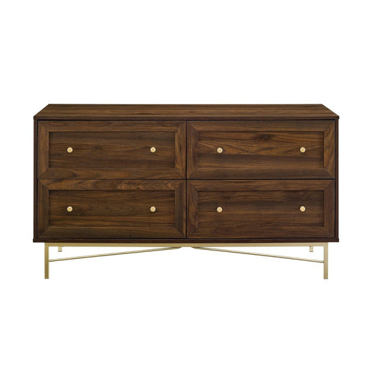 Gwen 56" 4 Drawer Modern Dresser - Dark Walnut