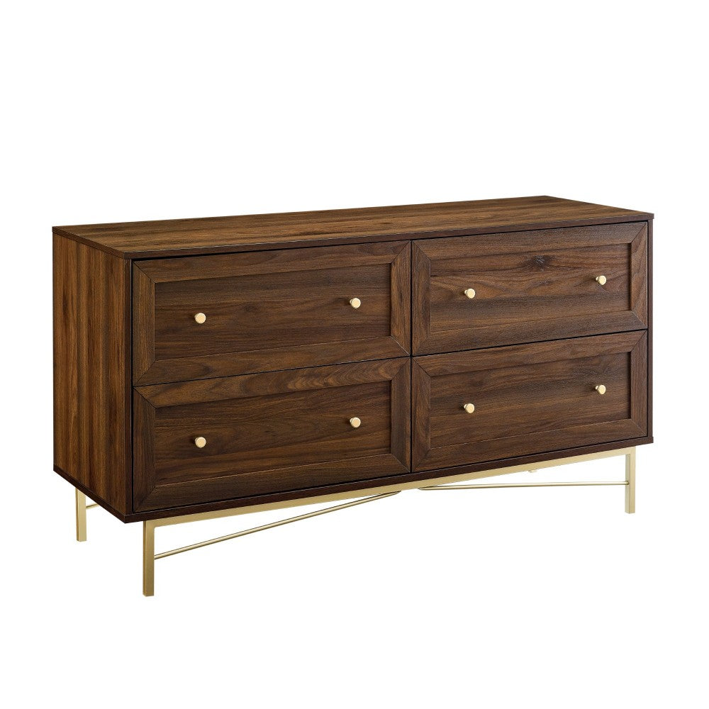Gwen 56" 4 Drawer Modern Dresser - Dark Walnut