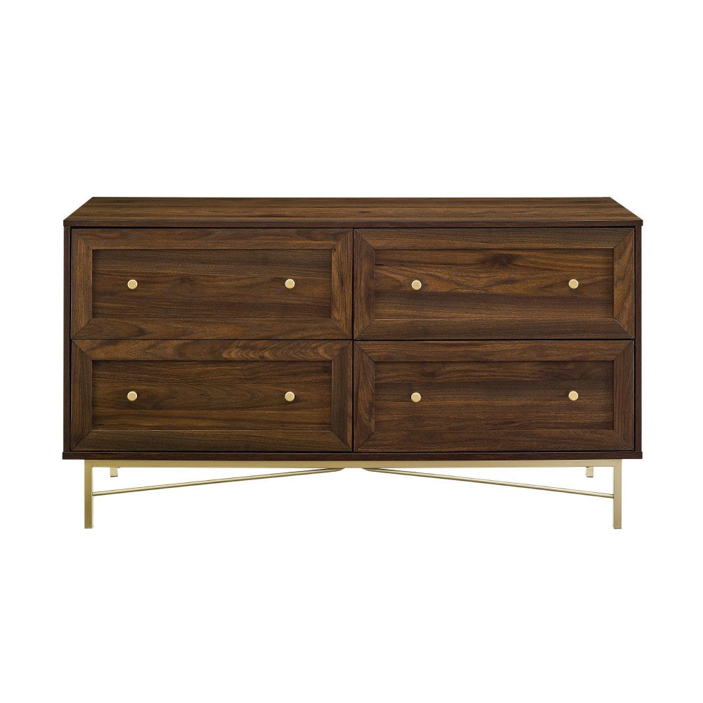 Gwen 56" 4 Drawer Modern Dresser - Dark Walnut