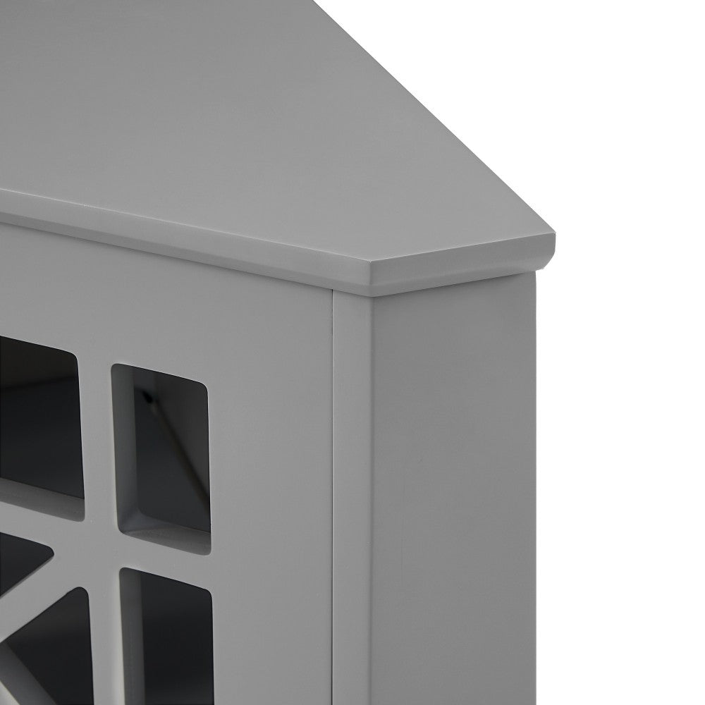 Gwen Fretwork Corner Accent Cabinet - Gray
