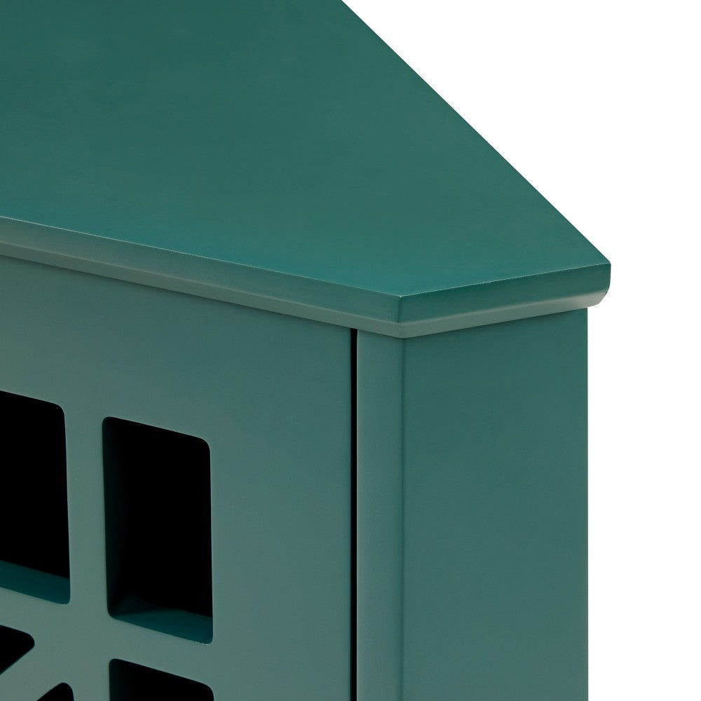 Gwen Fretwork Corner Accent Cabinet - Dark Teal