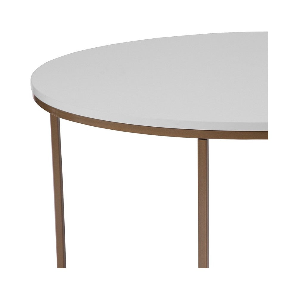 Hampstead Collection White Coffee Table with Matte Gold Frame