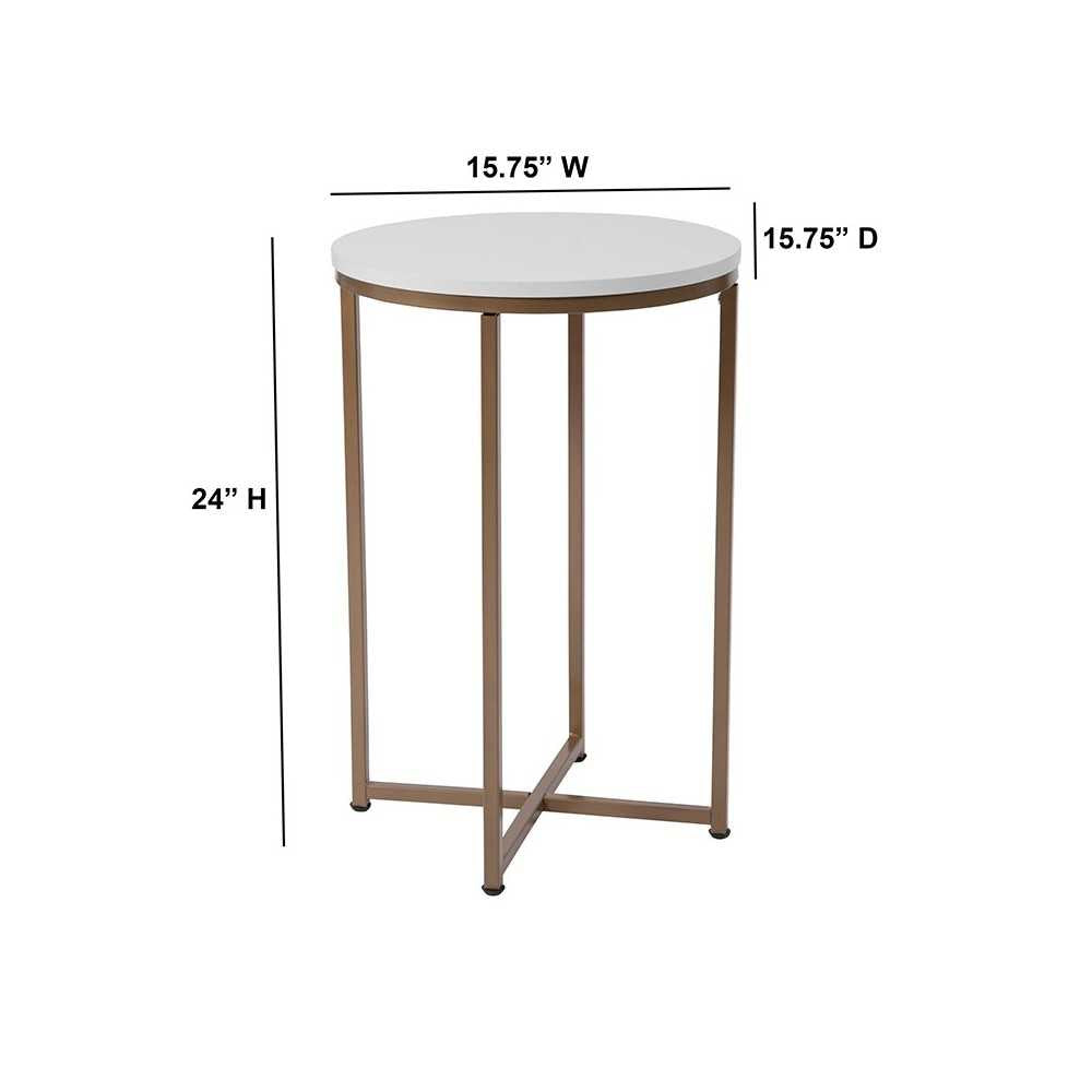 Hampstead Collection White End Table with Matte Gold Frame