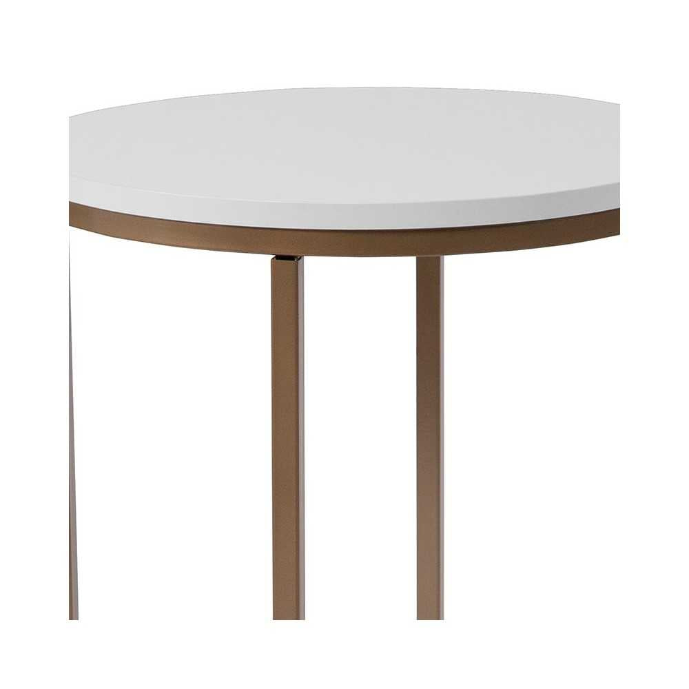 Hampstead Collection White End Table with Matte Gold Frame