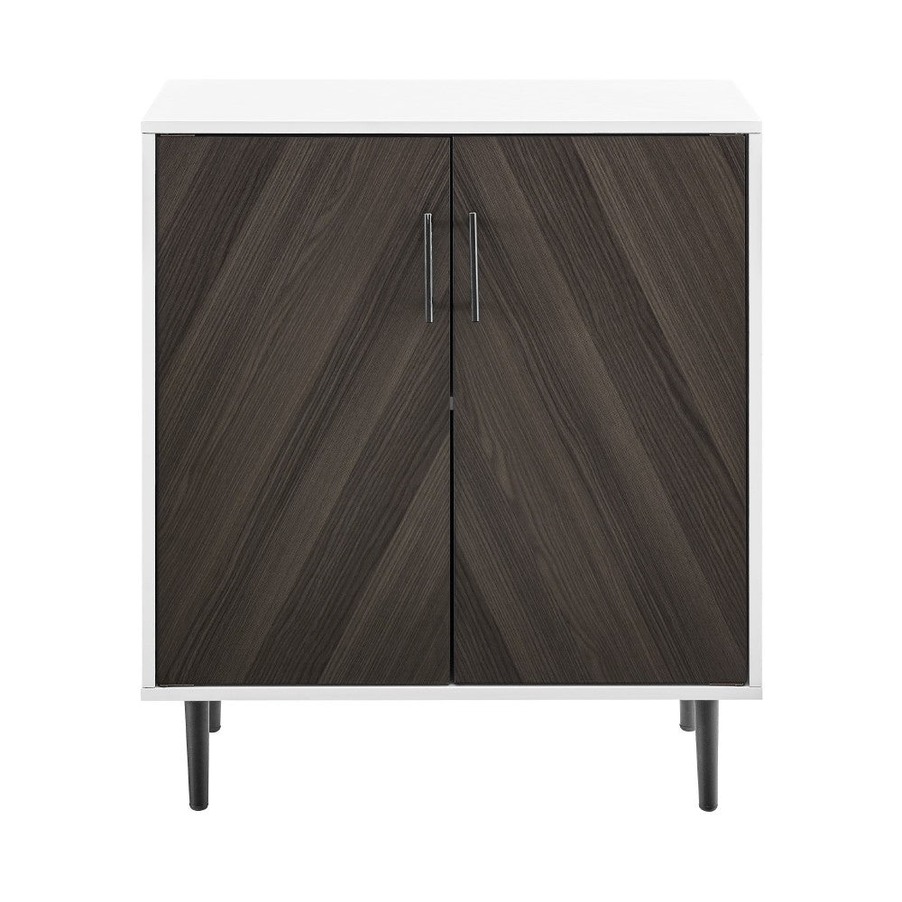 Hampton 28" Bookmatch Accent Cabinet - Ash Brown Bookmatch/Solid White