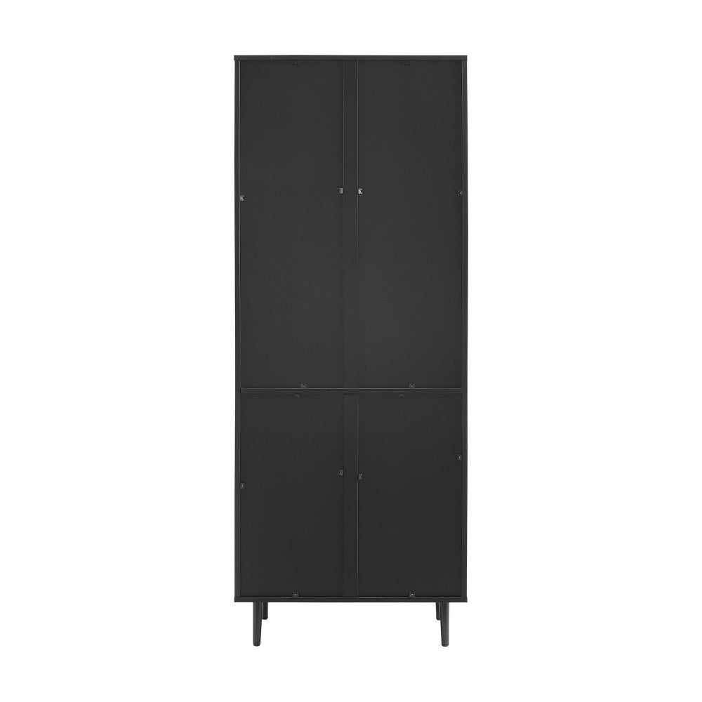 Hampton 68" Bookmatch Doors Two-Tone Hutch - Solid Black