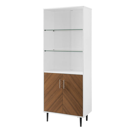 Hampton 68" Bookmatch Doors Two-Tone Hutch - Solid White