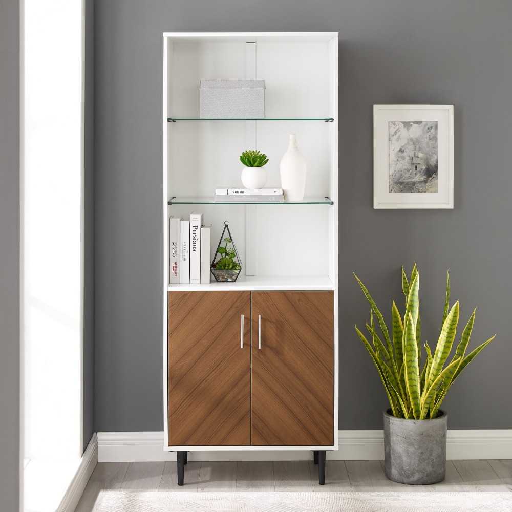 Hampton 68" Bookmatch Doors Two-Tone Hutch - Solid White