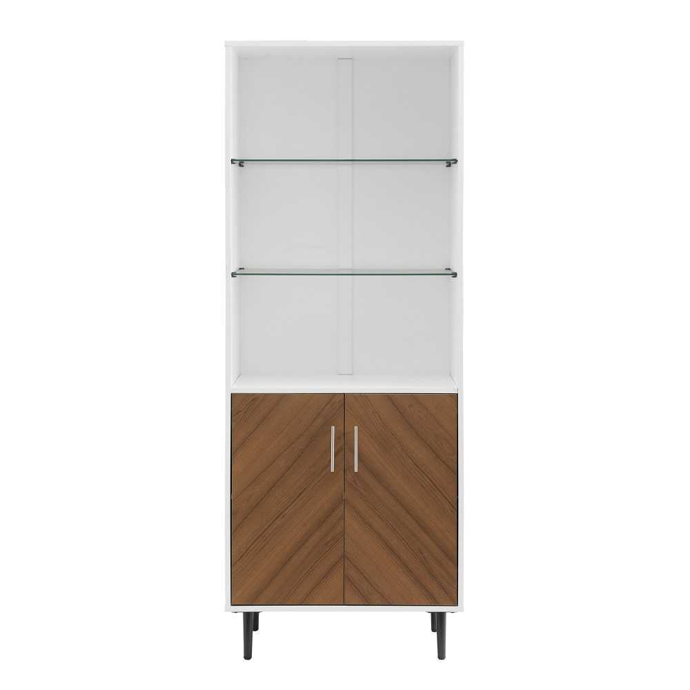 Hampton 68" Bookmatch Doors Two-Tone Hutch - Solid White