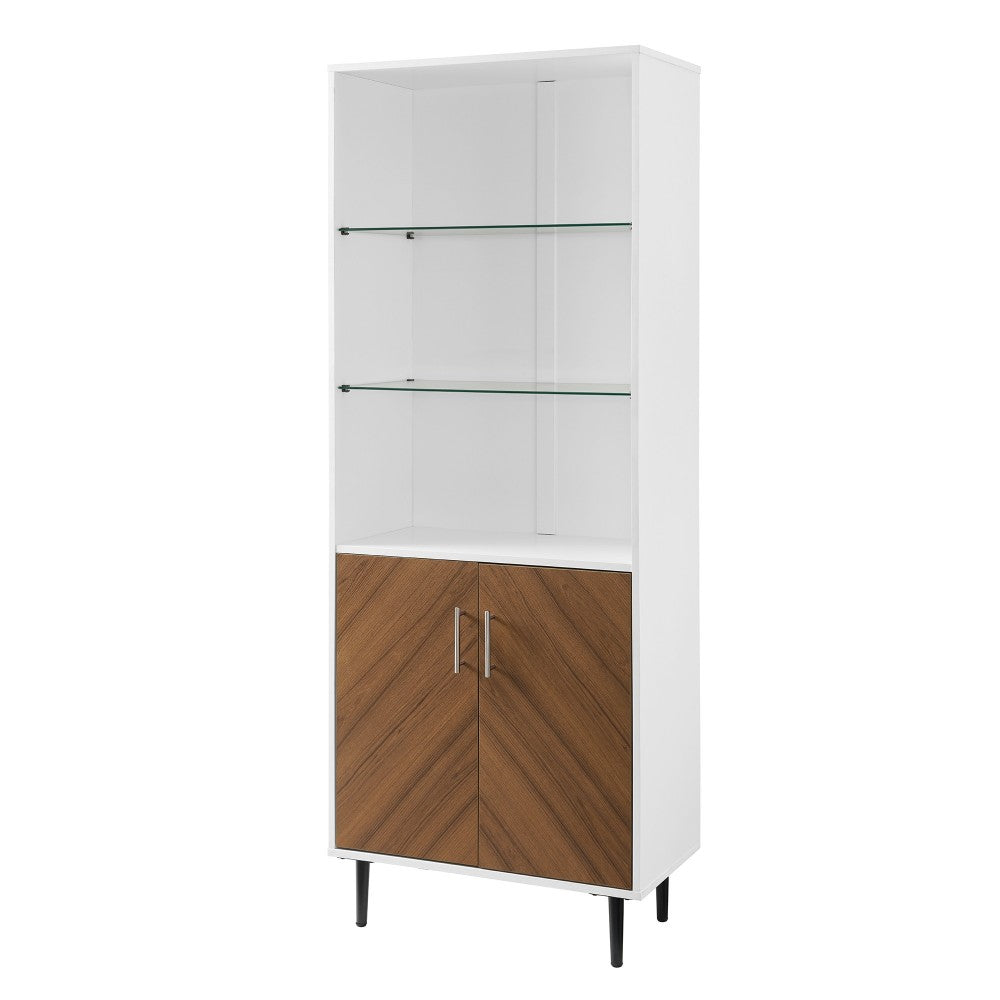 Hampton 68" Bookmatch Doors Two-Tone Hutch - Solid White