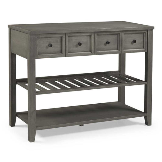 Hank 48" Solid Wood 2 Drawer Buffet with Wine Shelf - Gray