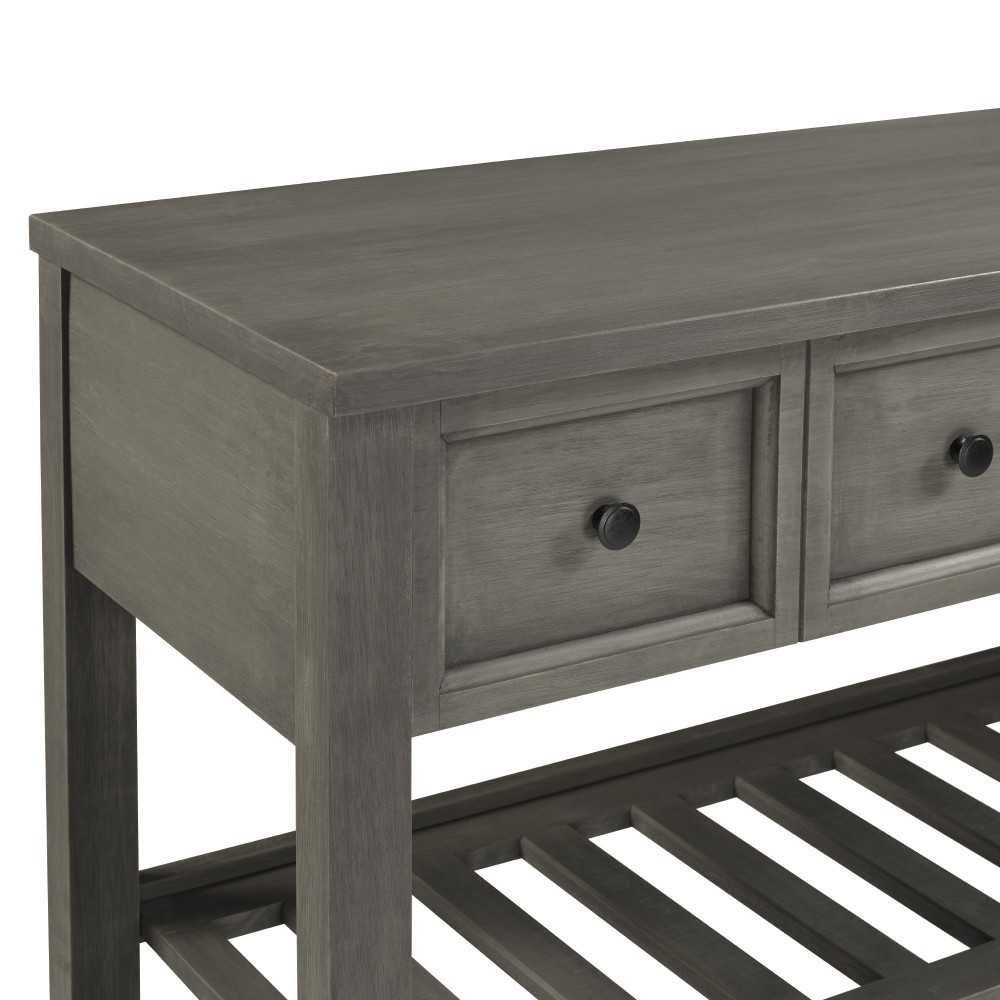 Hank 48" Solid Wood 2 Drawer Buffet with Wine Shelf - Gray