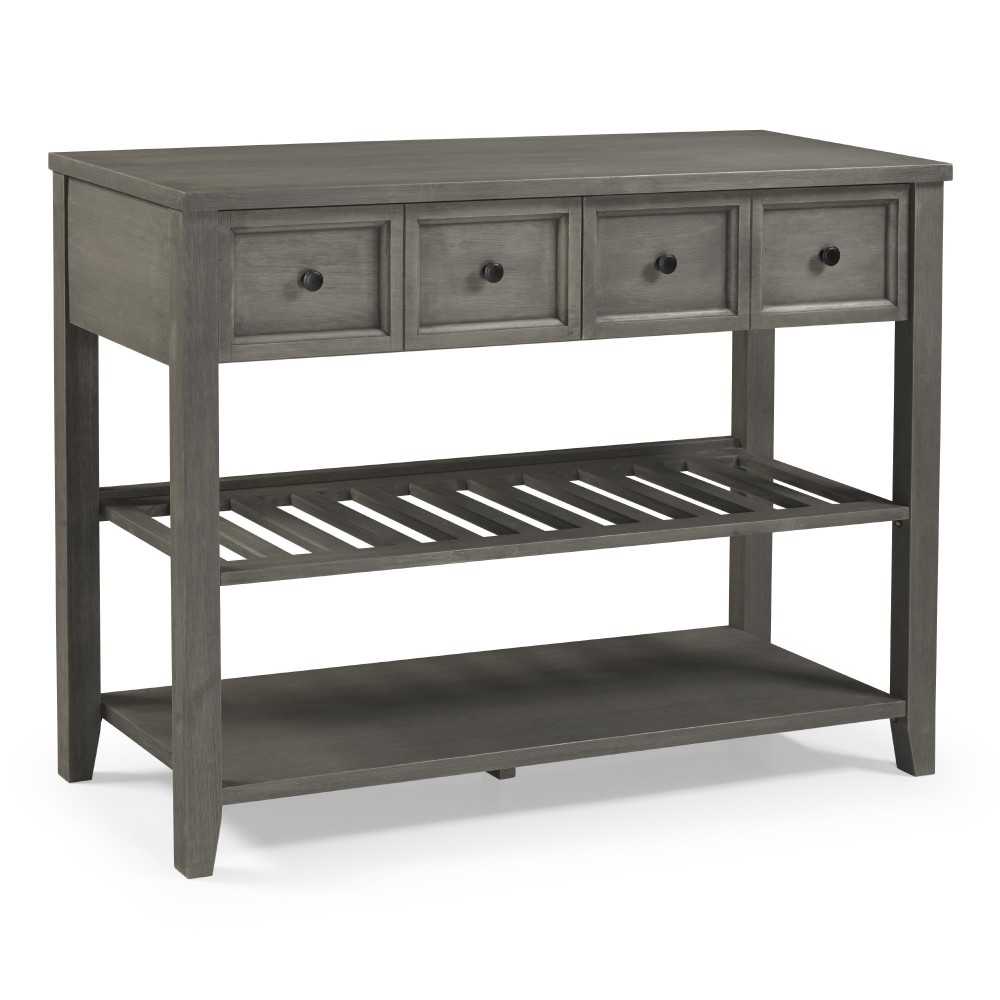 Hank 48" Solid Wood 2 Drawer Buffet with Wine Shelf - Gray