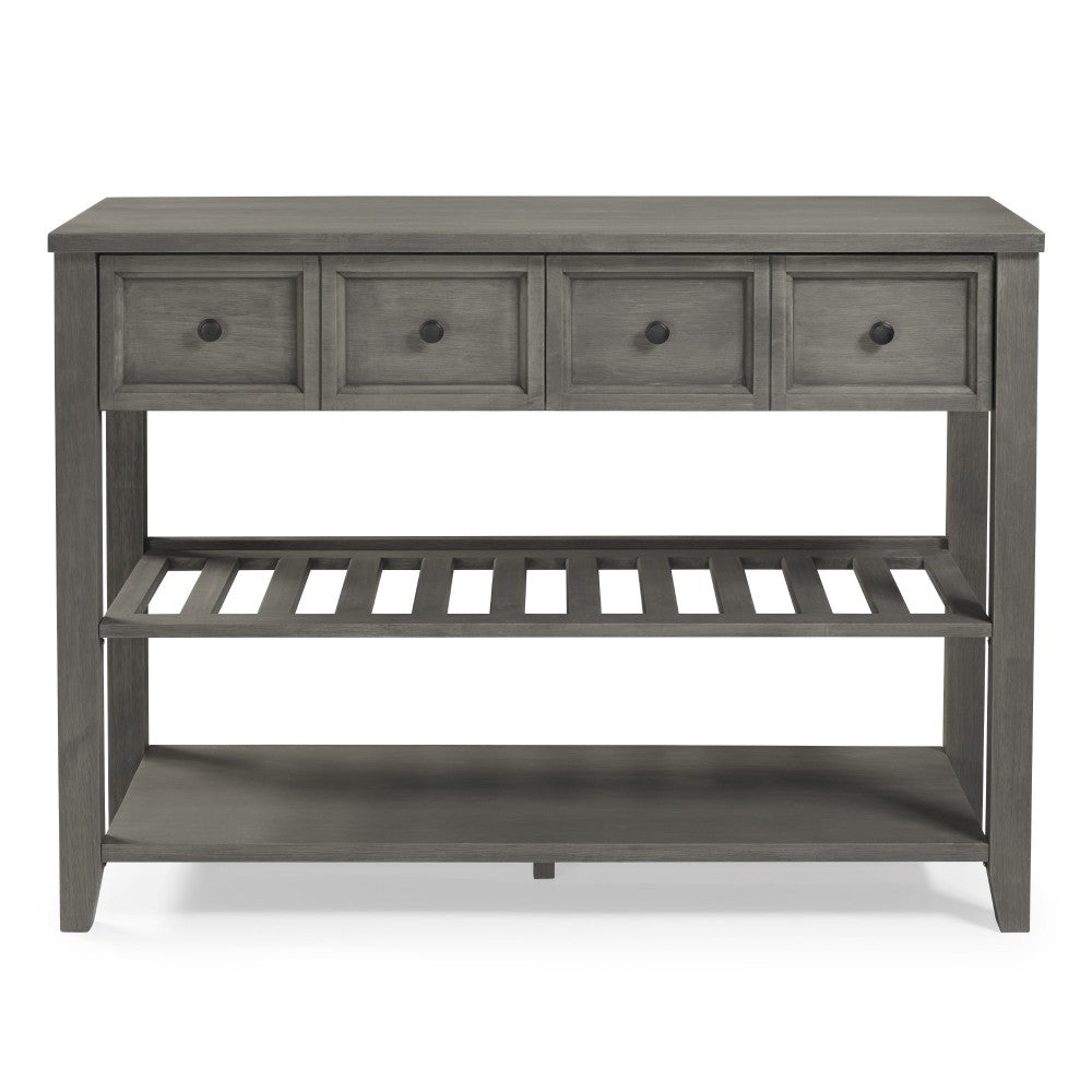 Hank 48" Solid Wood 2 Drawer Buffet with Wine Shelf - Gray