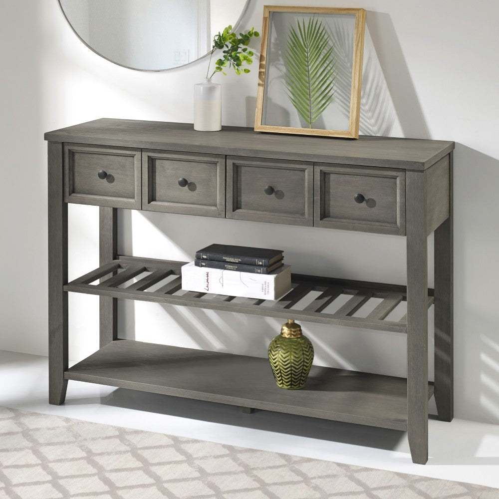 Hank 48" Solid Wood 2 Drawer Buffet with Wine Shelf - Gray